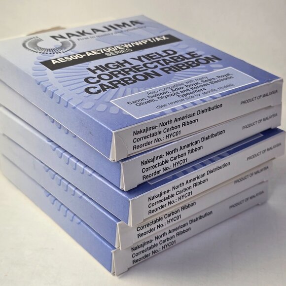 5 packs Nakajima AE-500 AE700 Correctable Carbon Ribbons Typewriter Ink NOS - Picture 2 of 7